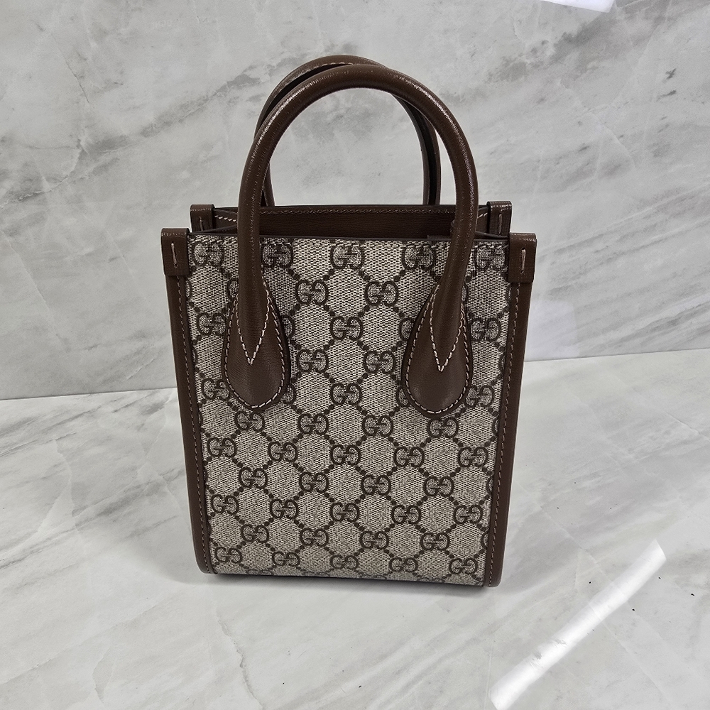 Gucci Brown and Beige Monogram Tote - Picture 5 of 11